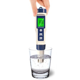 Pool Salt Tester & PH Meter - 5-in-1 Digital TDS Meter for Salinity PH Temp and EC, 0.01 High Accuracy, Swimming Pool, Hydroponics, Aquarium, Hot Tub, PPM Meter for Pool, Drinking Water, Wine