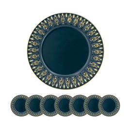 8 Pack / Sets 13 Inch Charger Plates with Gold Trim, 8 Pack Round Dinner Plates for Wedding Party Event Tabletop Decorationcolor: Blue, diameter: 13inch