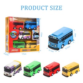 YALiya Pack of 5 Mini Bus Car, Pull Back Toy Cars, Small Cars Toy from 3 Years, Bus Model, Children's Wind-Up Car, for Girls Boys Toy Birthday Party Gift Educational Game