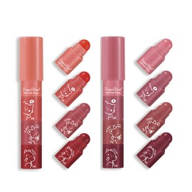 4-in-1 Lipstick Color Changing Lip Balm, 4 Colors, Long Lasting Non-Stick Cups, High Colorizing Melting Lip Makeup, Moisturizing, No-Fall Lipstick (#A)