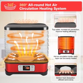 COOCHEER Food Dehydrator Machine, 400W 8 Trays Dehydrators for Food and Jerky with 72H Digital Timer and 95-158℉ Temperature Control, BPA-Free, Fruit Dehydrator Perfect for Meat, Jerky, Herbs, Red