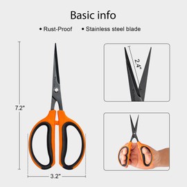 GROWNEER GROWNEER 3 Packs Trimming Scissors Teflon Coated Non Stick Blades Pruning Shears Gardening Hand Pruning Snips with Straight Stainless Steel Precision Blade