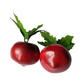 2 Pcs Artificial Beets, Fake Radish, Fake Vegetable for Home Decor, Kitchen Decoration, Artificial Vegetables, Red Beet with Leaves
