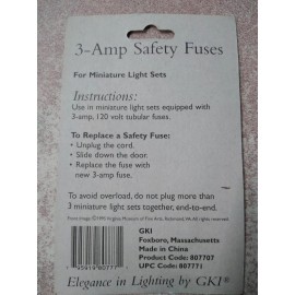 GKI 2 Pack Of 6  3Amp Ampere Safety Fuses For String Along Christmas Light Sets 3/8"