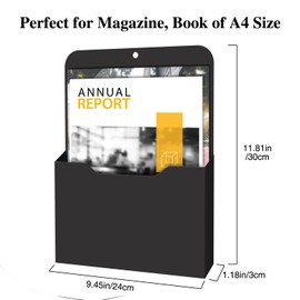 MoKo Magnetic Pen Holder, 2 Pack Magnetic Newspaper Holder Wall, A4 Document Holder, Office Supplies Storage, Notebooks Organiser for School, Office, Home, Fridge, Black