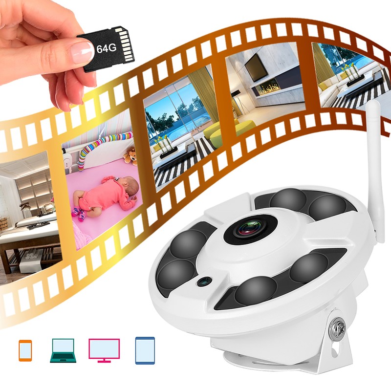 IP Fisheye Camera 360 Panoramic Surveillance IR Wifi 1080P 110‑240V