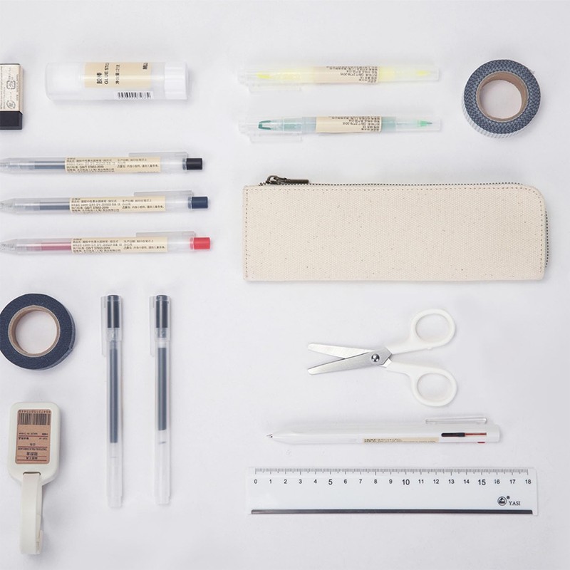 YONBEN Canvas Pencil Case Slim Pencil Pouch with Cotton Canvas