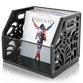 CILXGQLN Vinyl Record Holder, Sturdy Wooden Album Storage for Vinyl Records, Holds 70+ LPs, Perfect for Records, Files, Books & Magazines (Black)