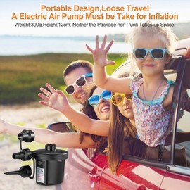 Electric Air Pump for Inflatable, Quick-Fill Air Pump/Blow Up for Air Mattress Air Bed Paddling Pool Swimming Ring,Inflatables Inflate Deflate Air Pump 3 Nozzles Home/Car Use,AC 12V 50W 2m