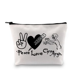 BTVS TV Show Inspired Gift GRR Argh Makeup Bag Buffy Fan Jewelry BTVS Merchandise Vampire Makeup Zipper Pouch (Peace Love GRR Argh ku)