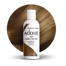 Adore Semi Permanent Hair Color (048 Honey Brown) | Vegan & Cruelty-Free Brown Hair Dye | No Ammonia, No Peroxide, No Alcohol | 4 Fl Oz (Pack of 1)