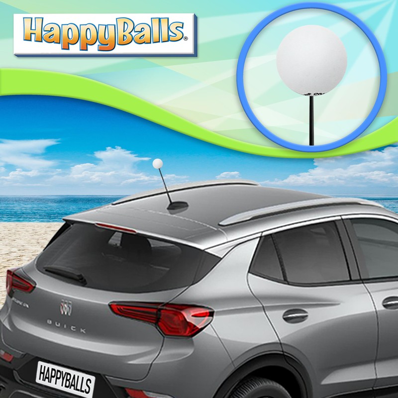 HappyBalls Plain White Car Antenna Topper Auto Accessory - Fits