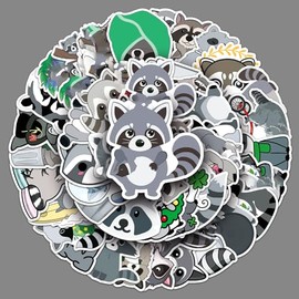 50Pcs The Northern Raccoon Stickers Vinyl Animal Sticker Pack for Laptop Water Bottle Skateboard Luggage Guitar Bicycle Cars Suitcase Scrapbook Journal,Waterproof Cute Raccoon Sticker for Kids Teens