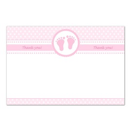 30 Blank Thank You Cards Notes Pink Girl Baby Shower + 30 White Envelopes