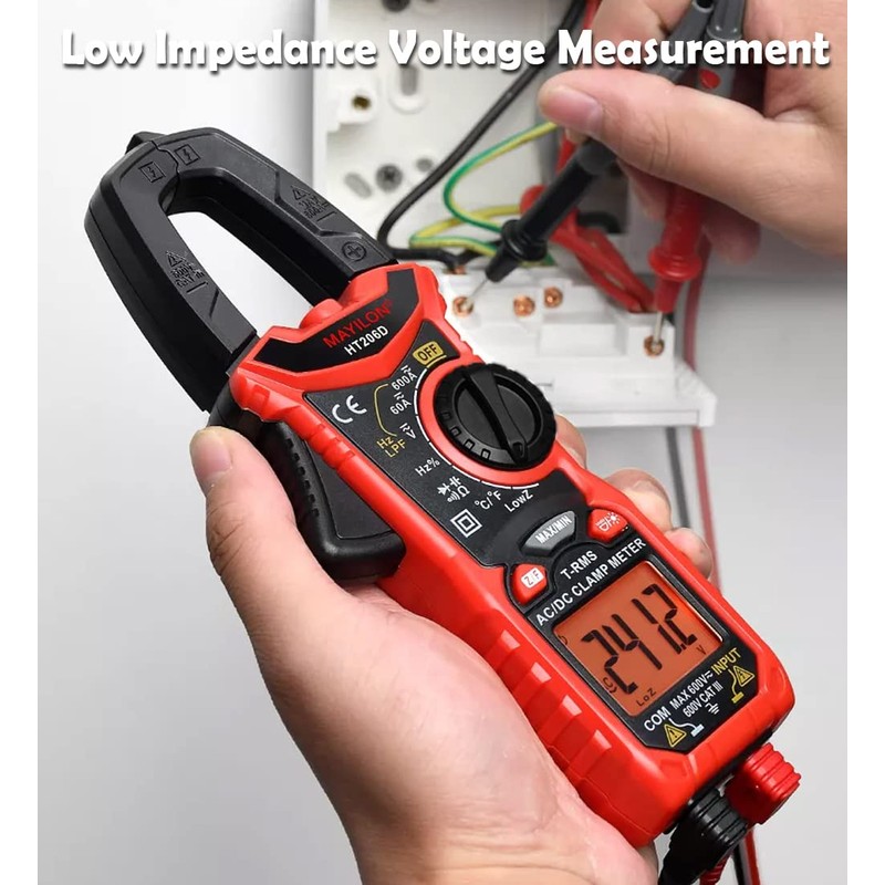 HT206D Current Clamp, True RMS Clamp Multimeter with Temperature and