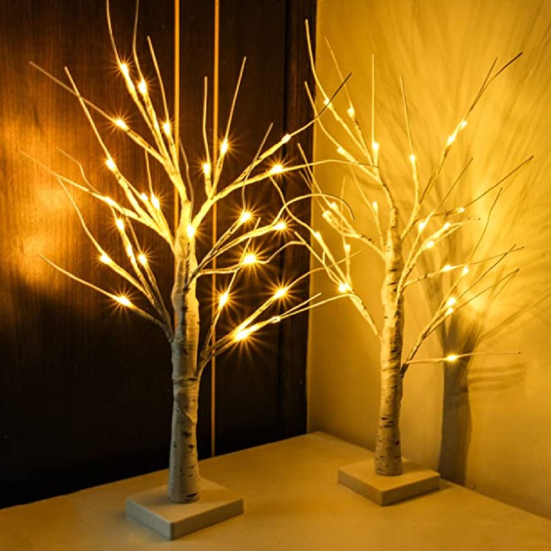 Lighted Birch Tree Adjustable Branches Stable Bottom Birch Tree with