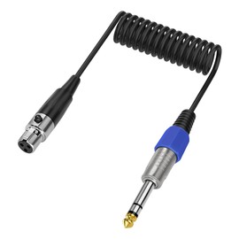 XMSJSIY 6.35 mm TRS to Mini XLR Cable 1/4 Inch TRS Male to 3-Pin Mini XLR Female Headphones Audio Stereo Sprial Coiled Cable Mic Cable for Mixer Guitar Mixer 0.5 m / 1.6 ft (Mini XLR 3 Pin to 1/4 Inch
