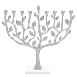 Menorah Tree of Life Stone Base (Silver)