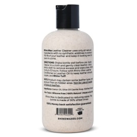 Rhino Wax - Leather Cleaner (8 oz) - Premium Cleanser for Furniture, Handbags, Shoes, Boot and Car Seat Cleaning - Apply Before Using Oil or Conditioner for Leathers - 100% Natural - Made in the USA