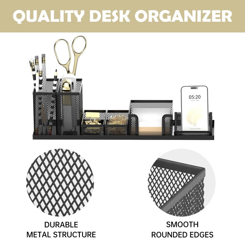 SUPEASY Pen Holder for Desk, 6 Piece Mesh Desk Organizer