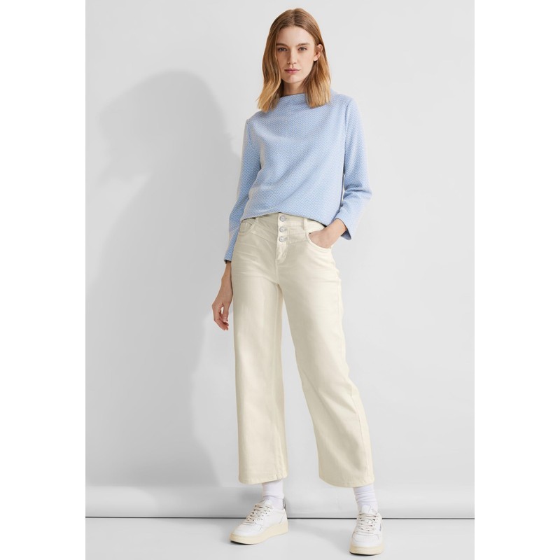 STREET ONE Women's Culotte Jeans, Soft Ecru Washed