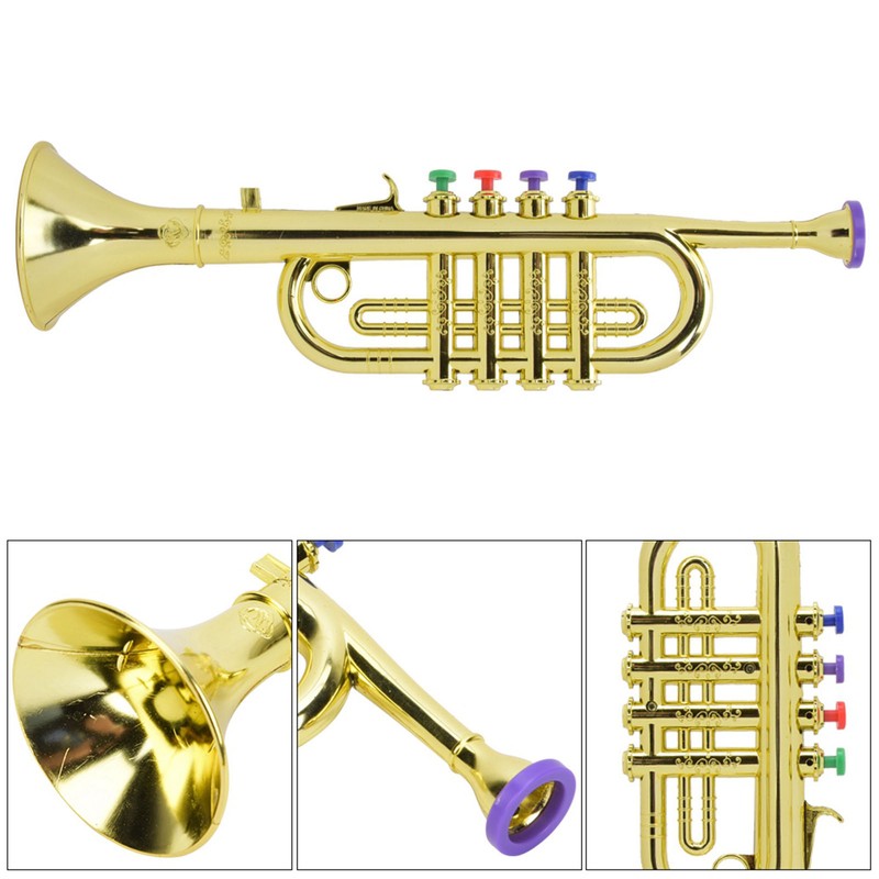 Kid Trumpet Golden Coated Plastic Children Preschool Music Toy Gift