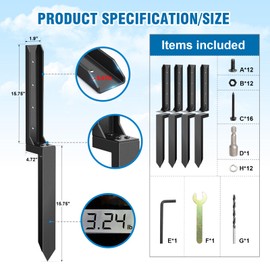 4 Pcs Fence Post Repair Kit, Heavy Duty Fence Post Anchor Ground Stakes for Repair Tilted, Broken Wood Support