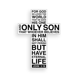 Real Sticky John 3:16 Sticker Bible Cross Christian Script Car Laptop Window Bumper Decal
