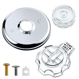 Dreyoo Compatible with BrassCraft SKD0210 D Mixet MTR-5 CLR Single Lever Tub and Shower Faucet Trim Kit, 5-1/2 OD Escutcheon, Acrylic Shower Volume Control Handle, Bathtub Hot Cold Temperature Control