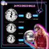 Veciado 24pcs Hanging Disco Ball Glass Disco Ball Disco Decorations