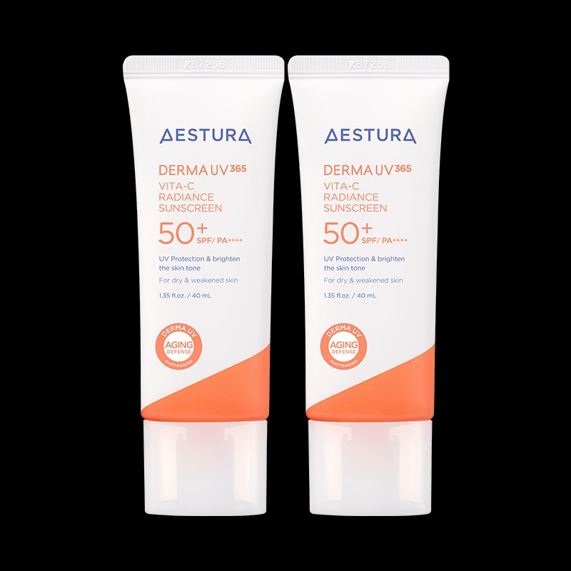 Astra [에스트라][더블] 더마UV365 비타C 광채수분 선크림 40mlX2개 SPF50+ PA++++(본품 1개