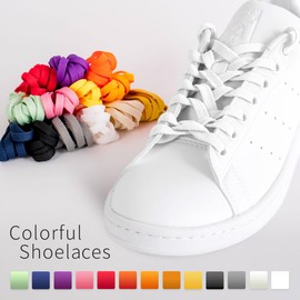 [HIGH FIVE] Shoelaces, Flat Laces, 39.4 inches (100 cm), 47.2 inches (120 cm), 55.1 inches (140 cm), 63.0 inches (160 cm), Plain Sneakers, Low Cut, High Cut, Colorful SHOELACES, Set of 2, white