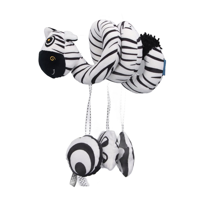 Baby Plush Animal Stroller Toys Black and White Spiral Activity
