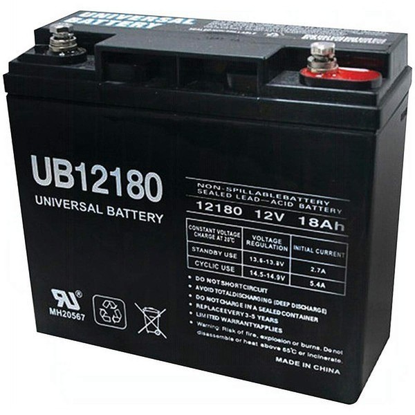 Universal Power Group UB12180 12V 18AH SLA Internal Thread Battery for Craftsman Black Lawn Mower