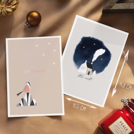 Spielefabrik Christmas Cards Pack of 24 Postcards, Scandinavian Design, Boho Decoration, Illustration, Christmas Postcards, Christmas, Xmas, Set, Mix, Gift, Greeting Cards, Gift Cards