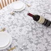 GRISHA Waterproof Round Tablecloth,Elastic Edged Fitted,Oilcloth,PVC,Wipeable,Outdoor circular plastic cover,Gray Flowers