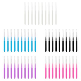 Lotsdonxia 50 Pcs Multifunctional Micro Eyebrow & Eyelash Brushes Set - 5 Colours, 360° Curved Spoolie, Brow Lamination Tools, Portable with Caps, Safe for Eyelash Extensions & Teeth Cleaning
