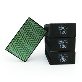 HXIN Diamond Hand Polishing Pad Diamond Sanding Block Foam Backed Diamond Sponge Sanding Pads for Wet or Dry Grinding polishing for Granite Marble Stone Tile Glass Ceramic (4, 120# Hexagon)