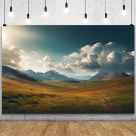 Nature Scenery Backdrop 7x5ft Prairie Mountains Sky Clouds Landscape Photography Background Party Banner Room Decorations Outdoor Travel Portraits Photoshoot Wallpaper Photo Studio Booth Props
