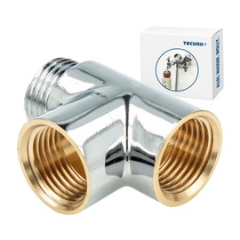 tecuro T-piece 2-way distributor, for sub-distribution in sanitary installation, 1/2 inch on all sides, brass CW617N according to drinking water regulation, chrome-plated, 4699913