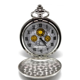 SIMAOTE - Reloj de bolsillo clásico con cadena y números romanos y caja de regalo (plata), plateado, Vintage, SMT-WDWP001