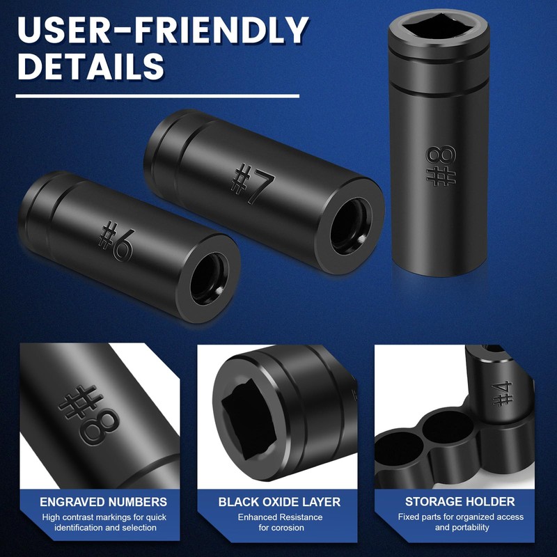 DikTalk 70500 Tap Socket Set, 8-Piece 1/4" & 3/8" Drive