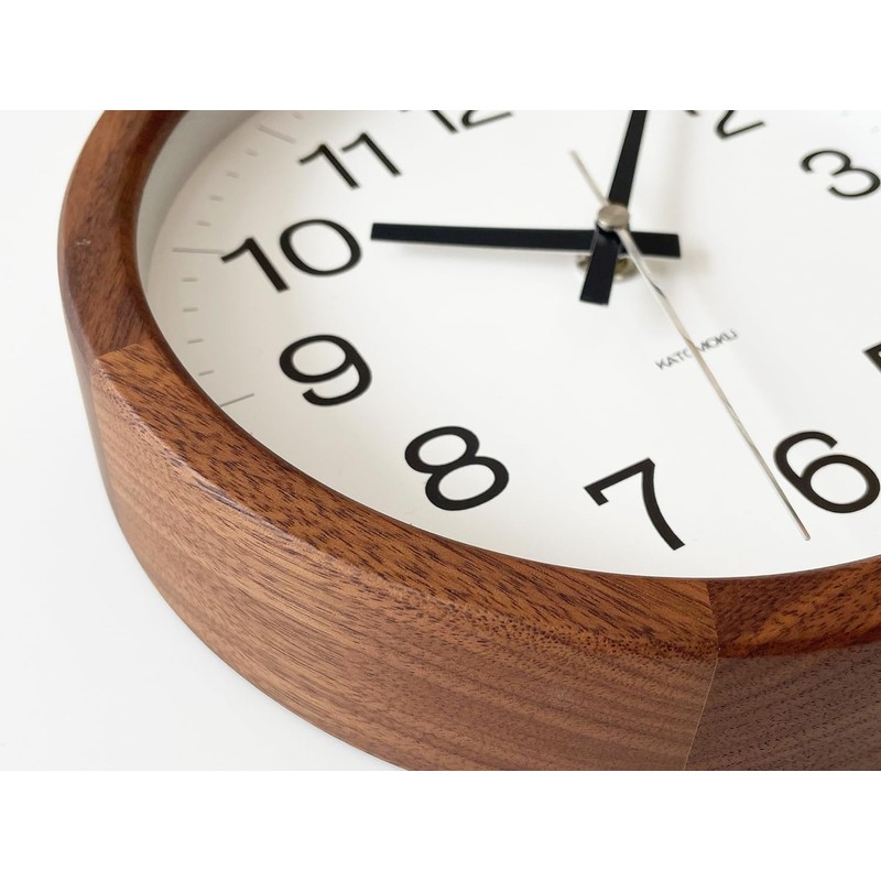 KATOMOKU Muku Clock 16 Walnut Radio Clock Continuous Second Hand