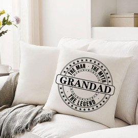 Hardeson Grandad Cushion Covers Gifts from Granddaughter Grandson | The Man The Myth The Legend | Funny Throw Pillow Cover Grandpa Grandfather Gift for Birthday Father's Day