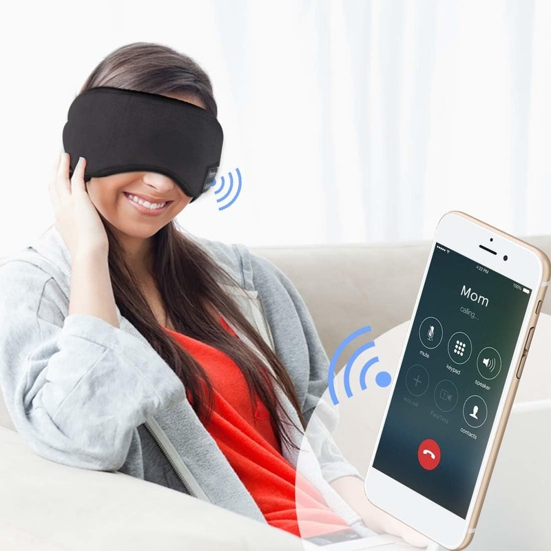 INF Sleep Mask with Built-in Wireless Headphones, Bluetooth 5.0, Black,