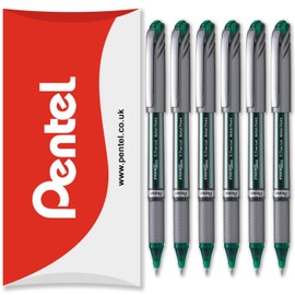 Pentel Energel BL27 Liquid Gel Ink Rollerball Pen - 0.7mm Metal Tip - In Pillow Packaging (Green Pack of 6)