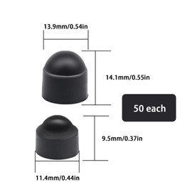 SRJQXH Hexagonal Screw Cover Black, Pack of 100 M5 and M6 Screw Caps, M5 x 8 mm and M6 x 10 mm, Ageing, UV Resistant Screws Cover Caps, for Hexagon Screws