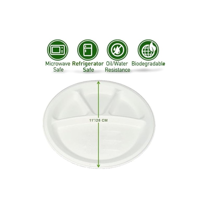PRISTINE ENTERPRISE DISPOSABLE Biodegradable Extra Strong Hold baggase plate pack
