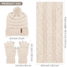 Aneco Winter Warm Knitted Scarf Beanie Hat and Gloves Set Men & Women's Soft Stretch Hat Scarf and Mitten Set
