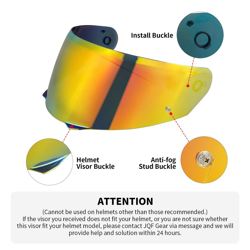 JQF Gear i90 Motorcycle Helmet Visor Compatible with HJ-33/ i90